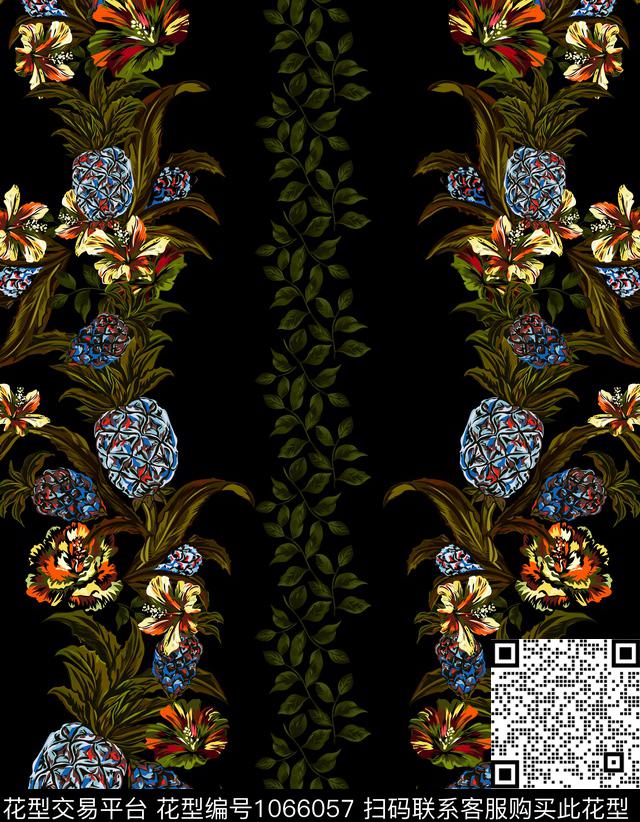 Z9977.jpg - 1066057 - 动物花卉 植物 菠萝 - 数码印花花型 － 男装花型设计 － 瓦栏
