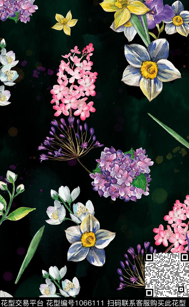 xcwh0938-B.jpg - 1066111 - 数码花型 小碎花 花卉 - 数码印花花型 － 女装花型设计 － 瓦栏