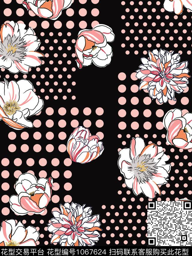AMFSSD1124.jpg - 1067624 - 大花 波点 花卉 - 传统印花花型 － 女装花型设计 － 瓦栏