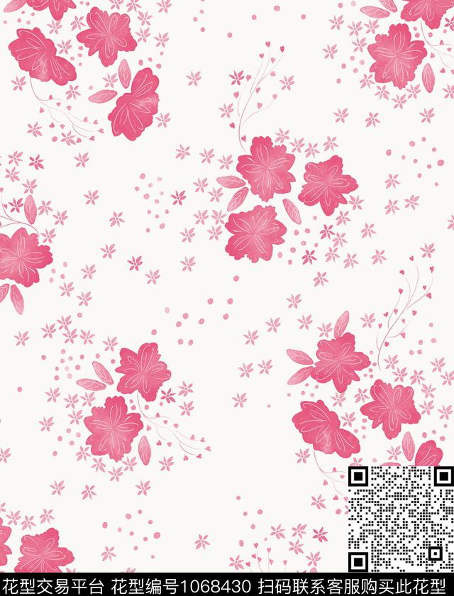 LL1004-1.jpg - 1068430 - 小碎花 水彩花卉 手绘花卉 - 数码印花花型 － 女装花型设计 － 瓦栏