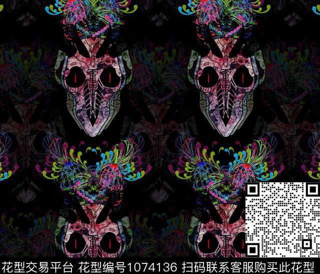 8.jpg - 1074136 - 骷髅 抽象 男装 - 数码印花花型 － 男装花型设计 － 瓦栏