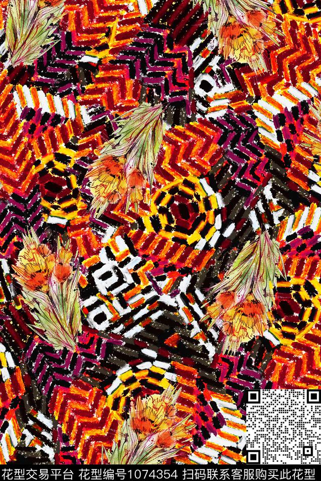 dh2018--173.jpg - 1074354 - 数码花型 民族风 抽象 - 数码印花花型 － 女装花型设计 － 瓦栏