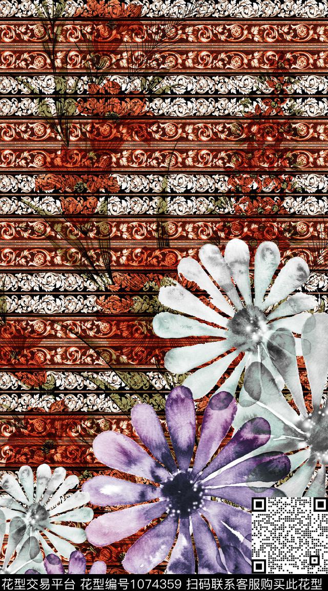 dh2018--175.jpg - 1074359 - 数码花型 民族风 抽象 - 数码印花花型 － 女装花型设计 － 瓦栏