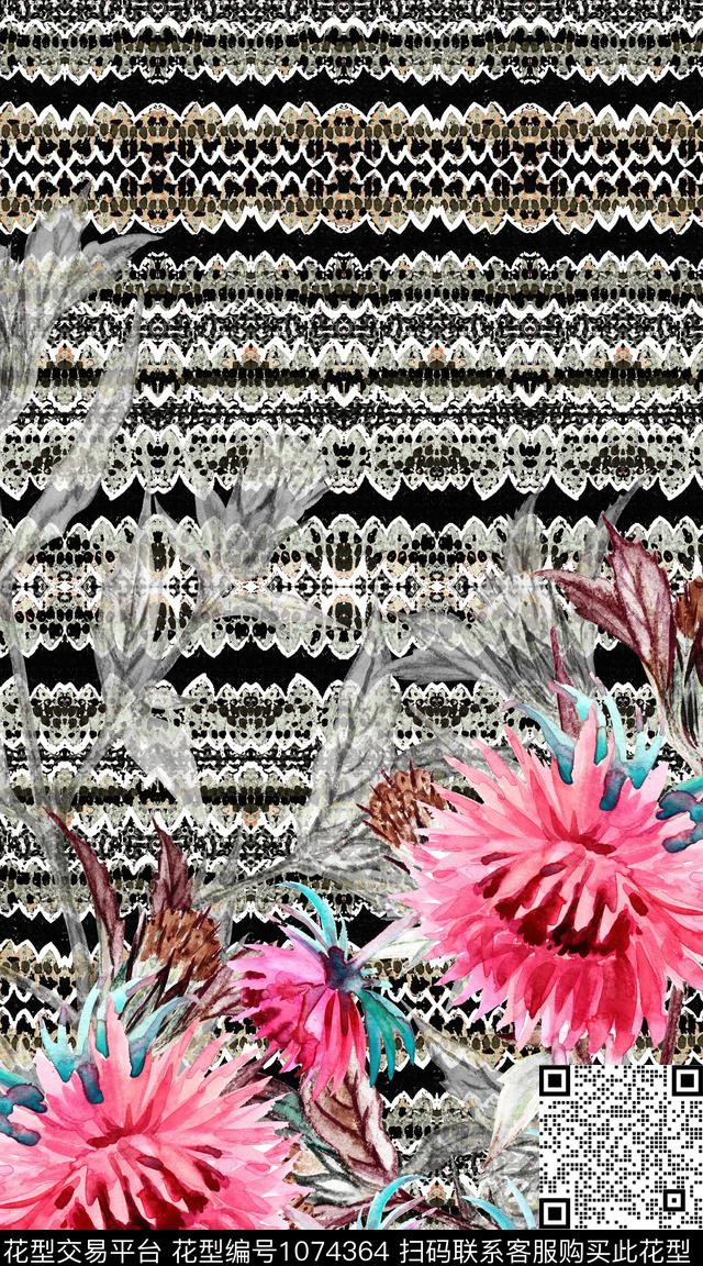 dh2018--176.jpg - 1074364 - 数码花型 民族风 抽象 - 数码印花花型 － 女装花型设计 － 瓦栏