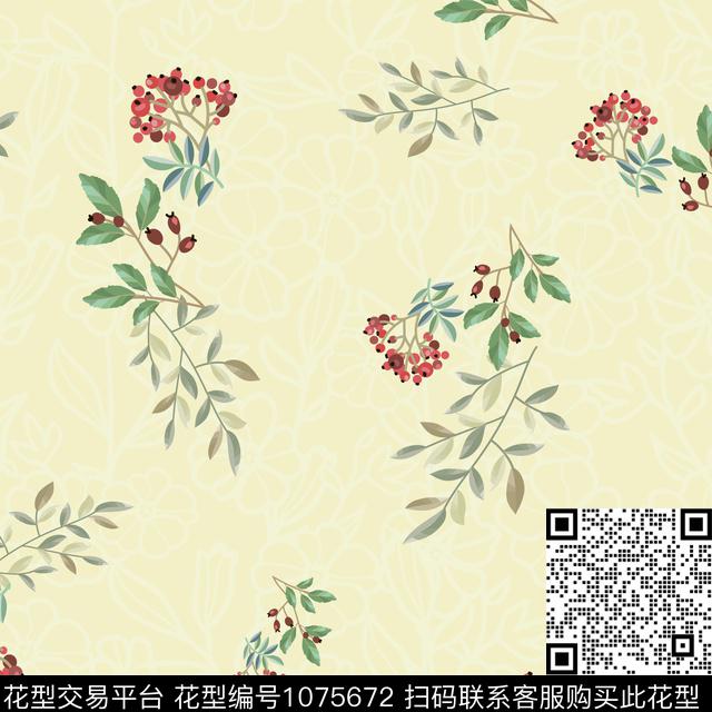 S-10.jpg - 1075672 - 数码花型 手绘花卉 满版散花 - 数码印花花型 － 女装花型设计 － 瓦栏