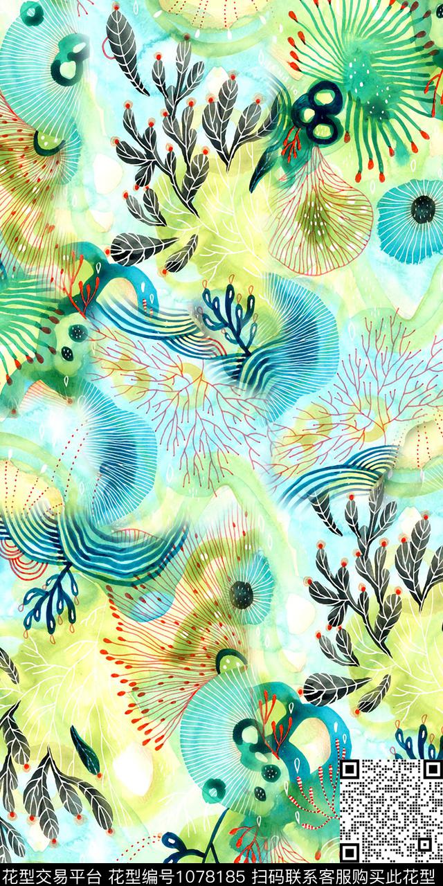 Qq18.6.5-4.jpg - 1078185 - 抽象花卉 抽象 手绘花卉 - 数码印花花型 － 女装花型设计 － 瓦栏
