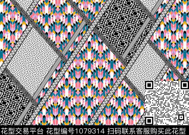 0010.jpg - 1079314 - 数码花型 民族风 几何 - 传统印花花型 － 女装花型设计 － 瓦栏