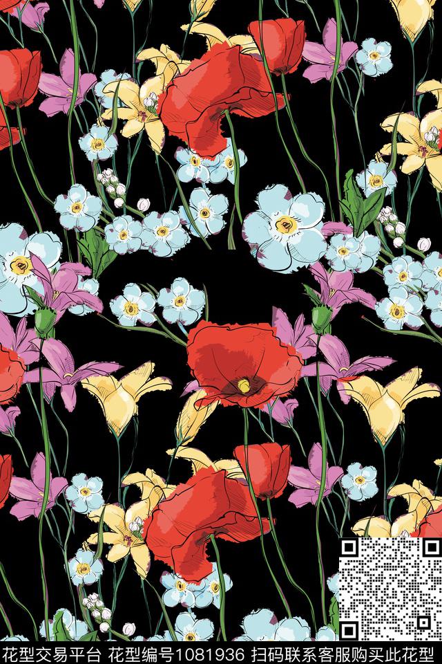 20180612005.jpg - 1081936 - 数码花型 花卉 大牌风 - 数码印花花型 － 女装花型设计 － 瓦栏