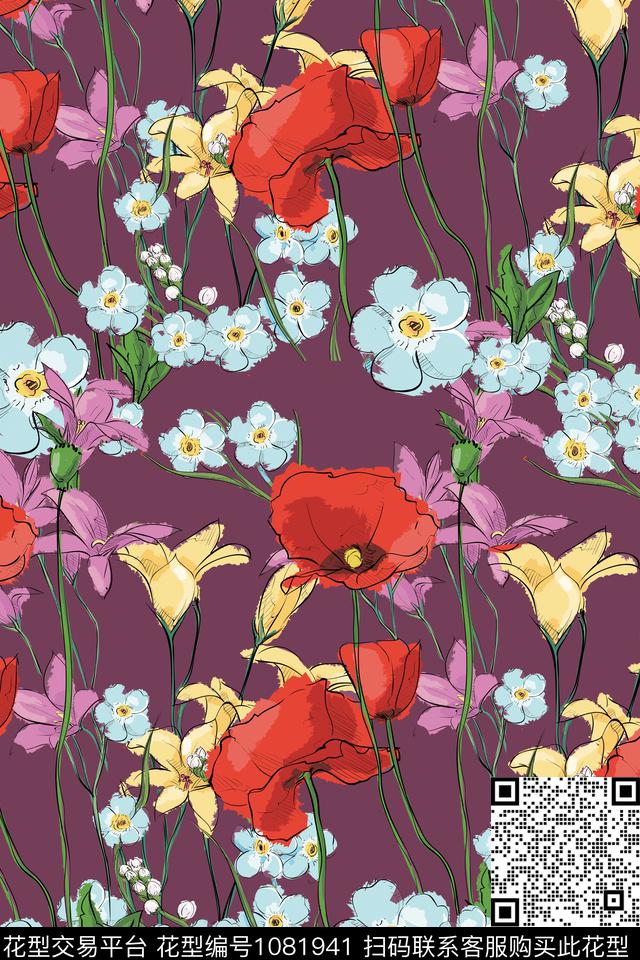 20180612006.jpg - 1081941 - 数码花型 花卉 大牌风 - 数码印花花型 － 女装花型设计 － 瓦栏