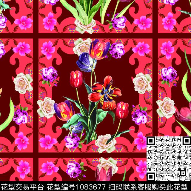1235.jpg - 1083677 - 数码花型 大牌风 格子花 - 数码印花花型 － 女装花型设计 － 瓦栏