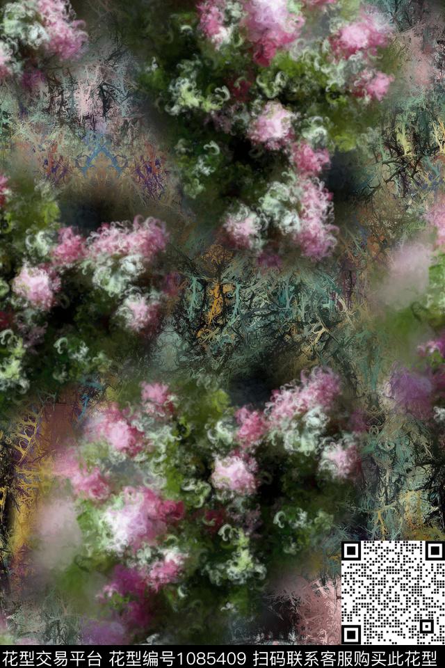 YD0007000101.jpg - 1085409 - 抽象花卉 数码花型 肌理 - 数码印花花型 － 女装花型设计 － 瓦栏