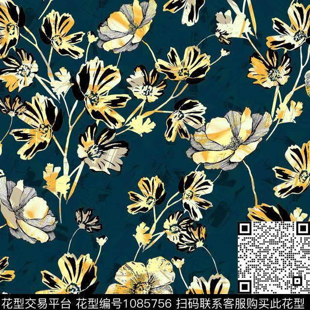 20180620.jpg - 1085756 - 线条 水彩花卉 花卉 - 数码印花花型 － 女装花型设计 － 瓦栏