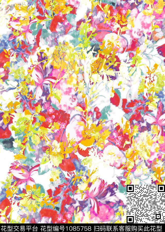 20180622.jpg - 1085758 - 抽象 水彩花卉 纹理 - 数码印花花型 － 女装花型设计 － 瓦栏