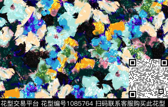 20180624.jpg - 1085764 - 数码花型 水彩花卉 纹理 - 数码印花花型 － 女装花型设计 － 瓦栏