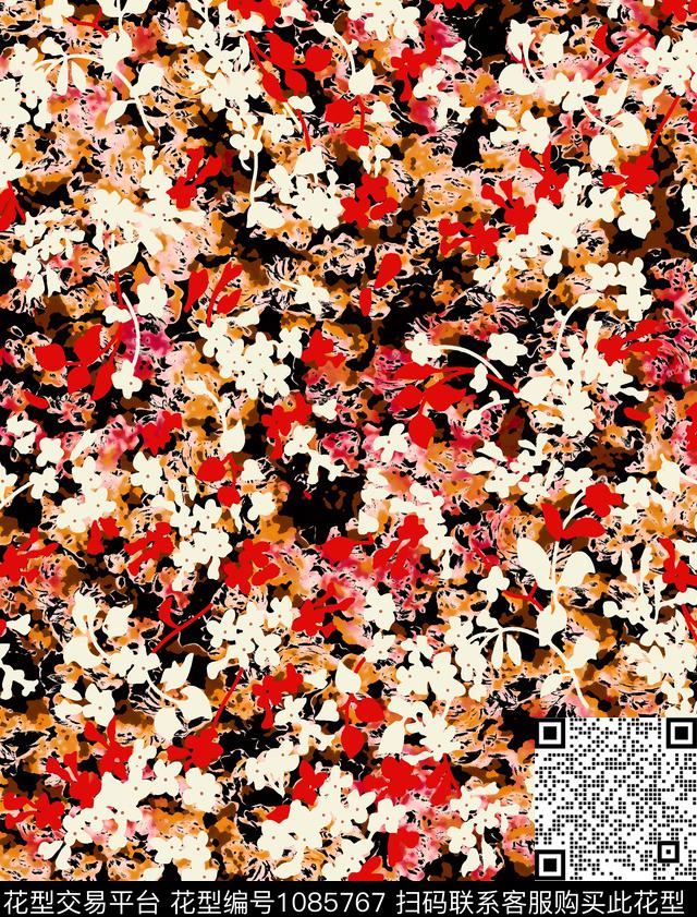 20180627.jpg - 1085767 - 数码花型 抽象 水彩花卉 - 数码印花花型 － 女装花型设计 － 瓦栏
