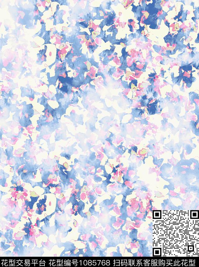 20180628.jpg - 1085768 - 数码花型 抽象 水彩花卉 - 数码印花花型 － 女装花型设计 － 瓦栏