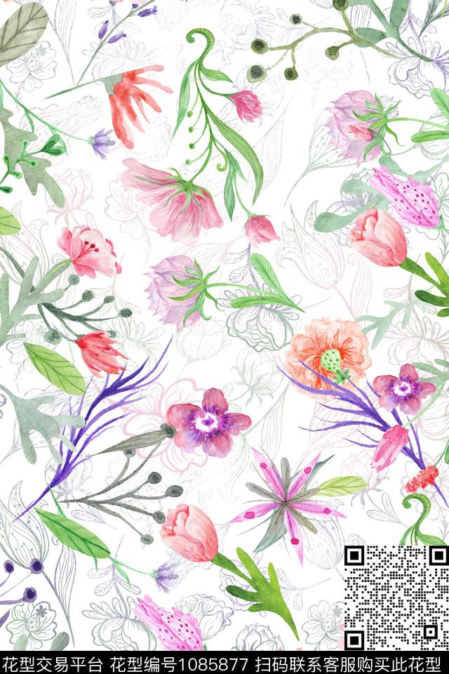 2018-6-20.jpg - 1085877 - 植物 花卉 水彩绘 - 数码印花花型 － 女装花型设计 － 瓦栏