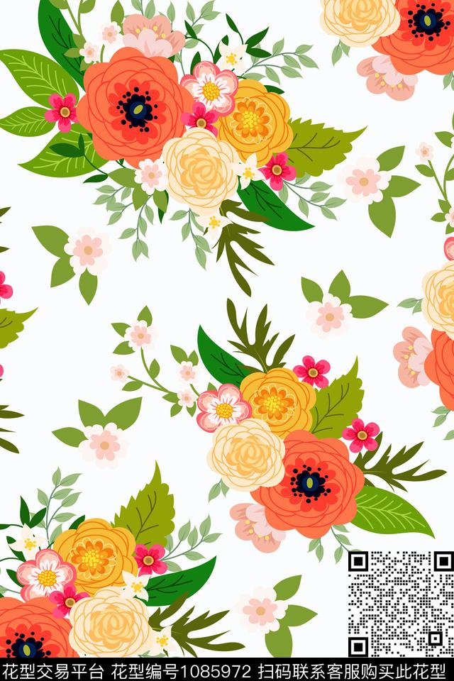 2018-6-21.jpg - 1085972 - 抽象花卉 菊花 绿植树叶 - 数码印花花型 － 女装花型设计 － 瓦栏