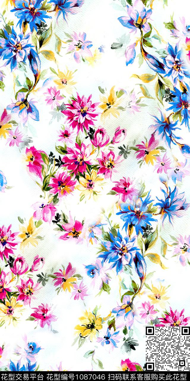 Qq18.6.24-1.jpg - 1087046 - 抽象花卉 小碎花 手绘花卉 - 数码印花花型 － 女装花型设计 － 瓦栏