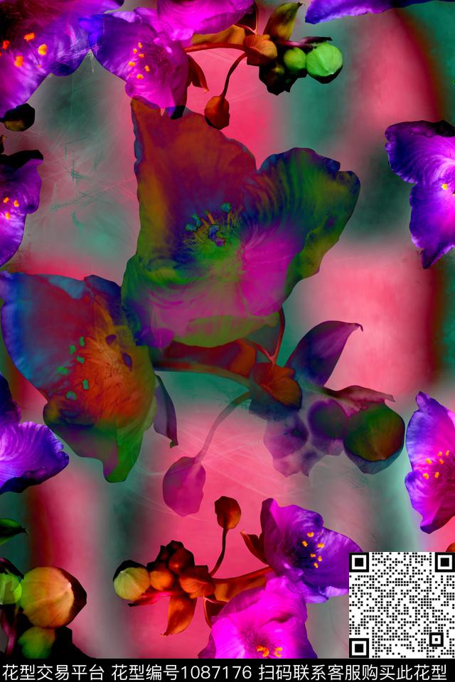 炫丽的花.jpg - 1087176 - 数码花型 植物 花卉 - 数码印花花型 － 女装花型设计 － 瓦栏
