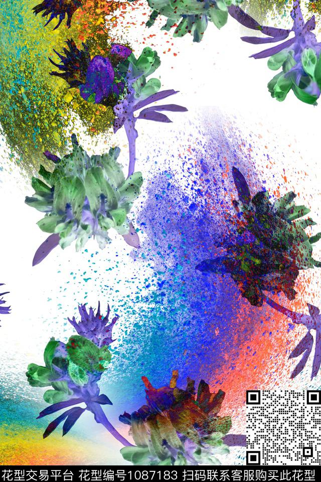紫色的小花1.jpg - 1087183 - 数码花型 植物 花卉 - 数码印花花型 － 女装花型设计 － 瓦栏