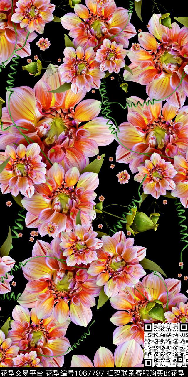 1711-13.jpg - 1087797 - 数码花型 抽象 花卉 - 数码印花花型 － 女装花型设计 － 瓦栏