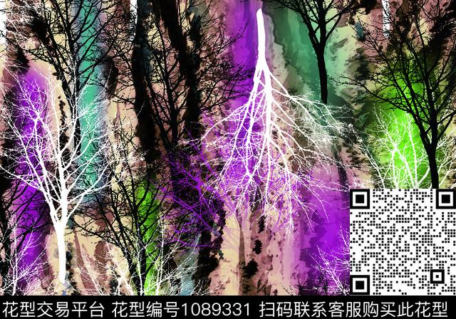 瓦23.jpg - 1089331 - 抽象 树叉 风景景观 - 数码印花花型 － 女装花型设计 － 瓦栏