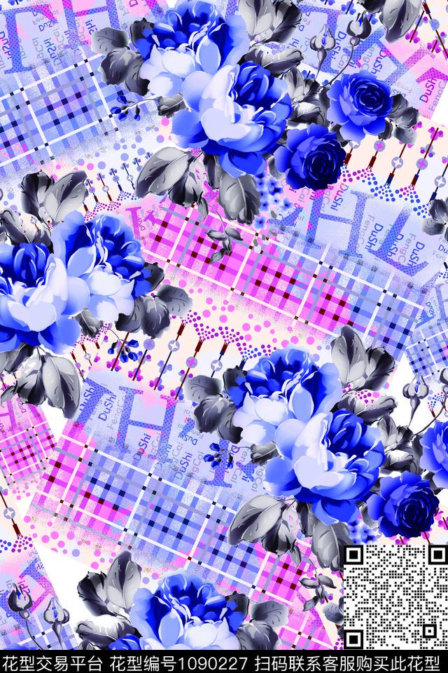 224.jpg - 1090227 - 条纹 手绘花卉 几何 - 数码印花花型 － 女装花型设计 － 瓦栏