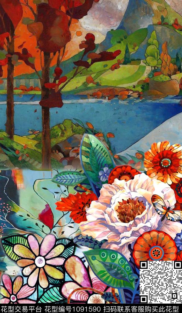 18-1-41.jpg - 1091590 - 抽象 花卉 油画花型 - 数码印花花型 － 女装花型设计 － 瓦栏