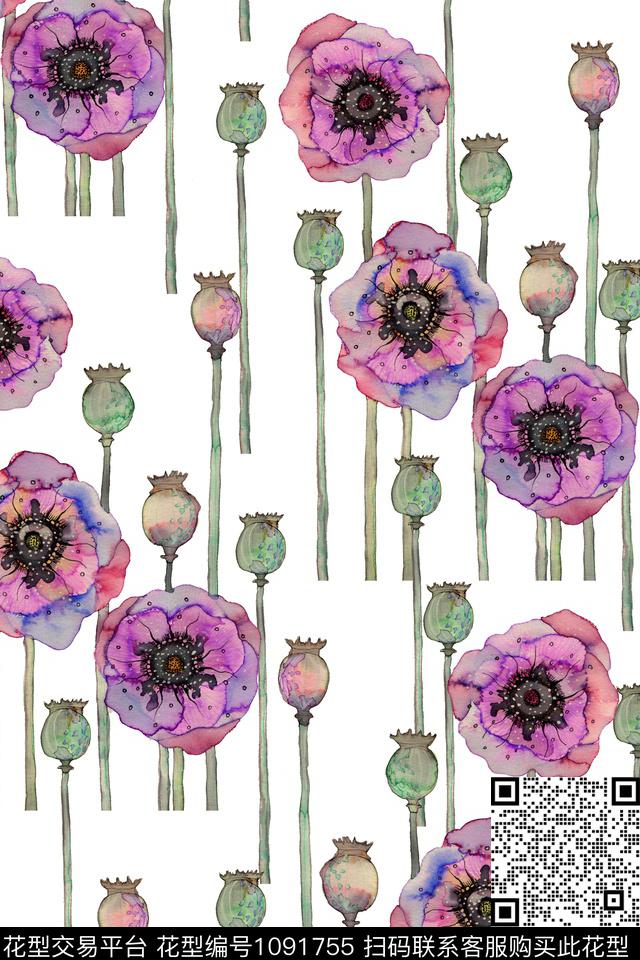 20180705003.jpg - 1091755 - 数码花型 小碎花 花卉 - 数码印花花型 － 女装花型设计 － 瓦栏