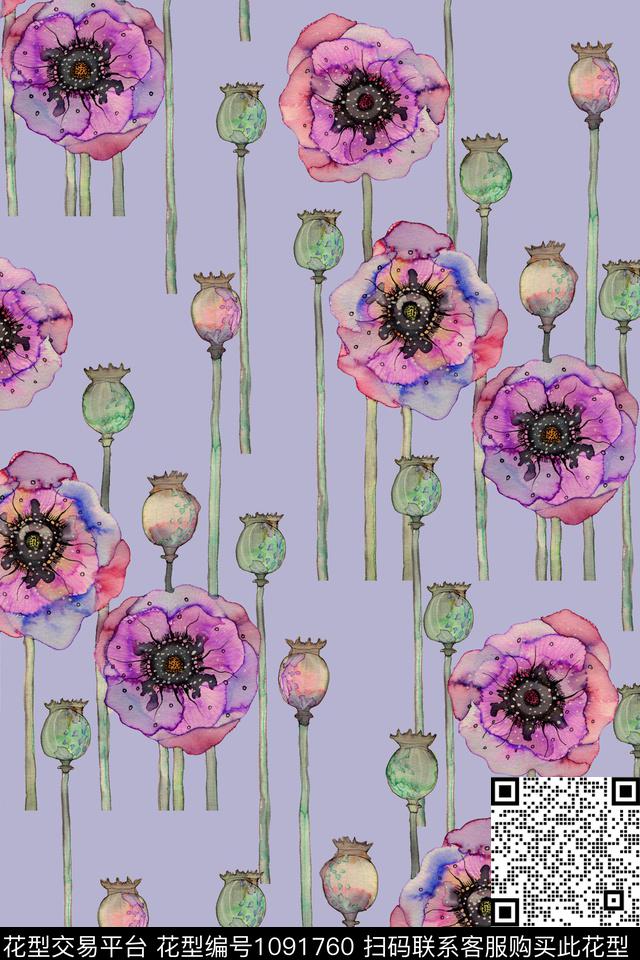 20180705002.jpg - 1091760 - 数码花型 小碎花 花卉 - 数码印花花型 － 女装花型设计 － 瓦栏