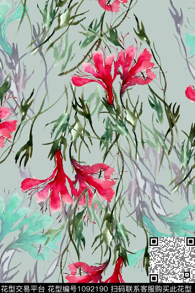 手绘花朵.jpg - 1092190 - 数码花型 手绘花卉 花卉 - 数码印花花型 － 女装花型设计 － 瓦栏