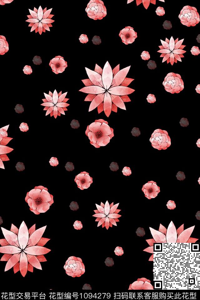 20180709003.jpg - 1094279 - 小碎花 数码花型 抽象 - 数码印花花型 － 女装花型设计 － 瓦栏