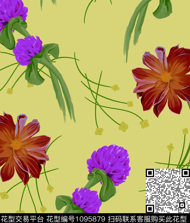写实.jpg - 1095879 - 大花 数码花型 复古 - 数码印花花型 － 女装花型设计 － 瓦栏