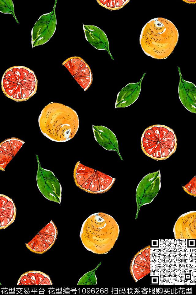 橘子2.jpg - 1096268 - 水果 女装 橘子 - 数码印花花型 － 女装花型设计 － 瓦栏
