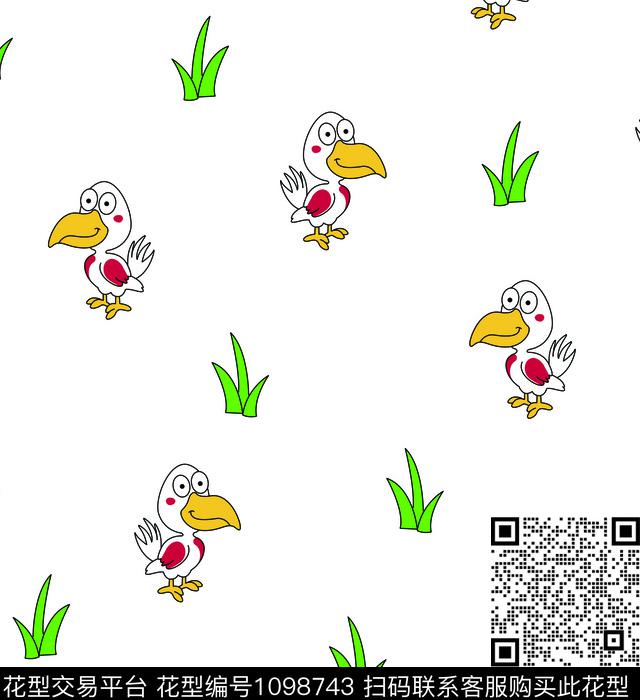 1248.jpg - 1098743 - 卡通人物 火烈鸟 动物 - 传统印花花型 － 童装花型设计 － 瓦栏