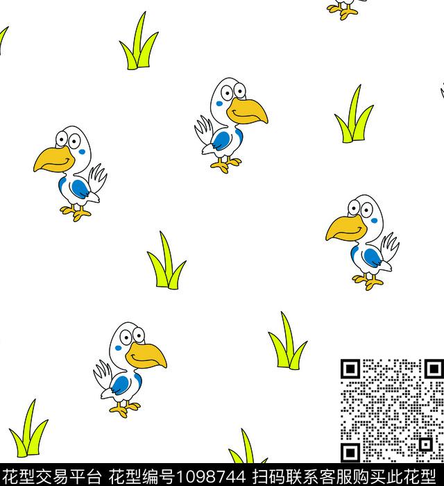 1248-2.jpg - 1098744 - 卡通人物 火烈鸟 动物 - 传统印花花型 － 童装花型设计 － 瓦栏