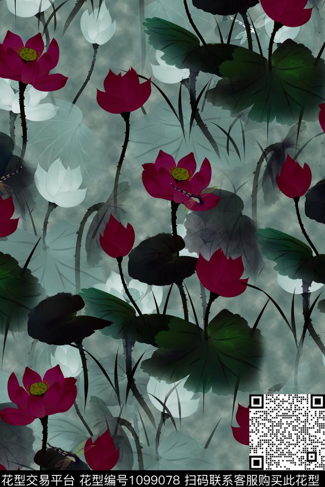 23.jpg - 1099078 - 数码花型 水墨风 复古 - 数码印花花型 － 女装花型设计 － 瓦栏