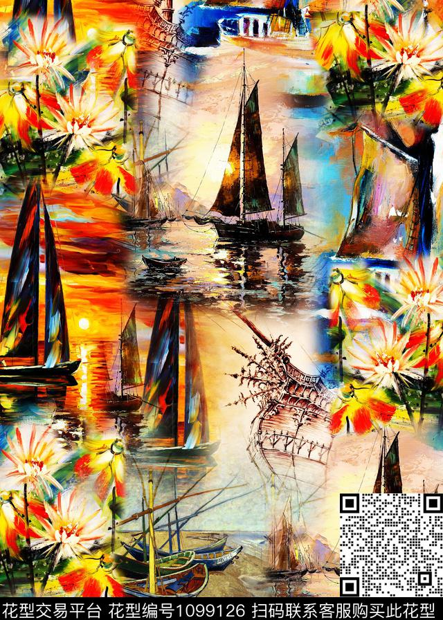 29.jpg - 1099126 - 数码花型 抽象 帆船 - 数码印花花型 － 女装花型设计 － 瓦栏