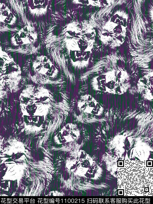 狮子 肌理背景.jpg - 1100215 - 抽象 狮子 动物头 - 数码印花花型 － 男装花型设计 － 瓦栏