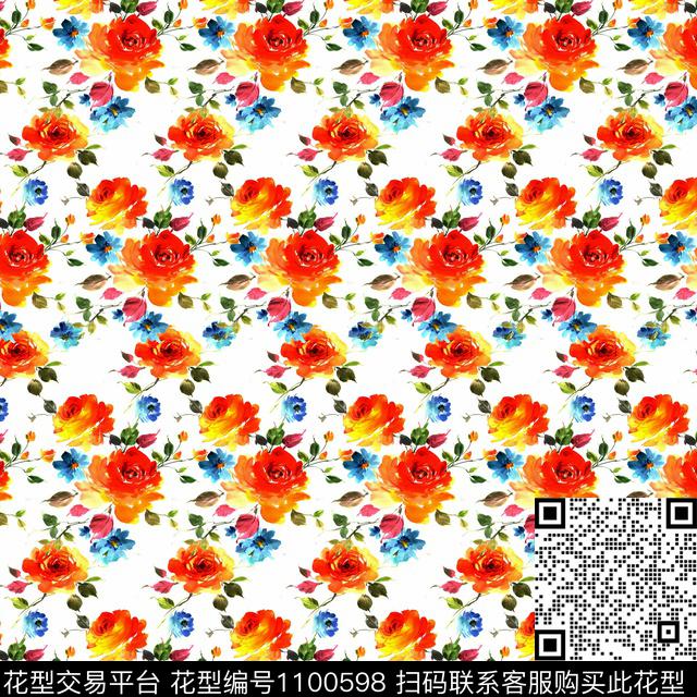 CC202.jpg - 1100598 - 小碎花 数码花型 手绘花卉 - 数码印花花型 － 女装花型设计 － 瓦栏