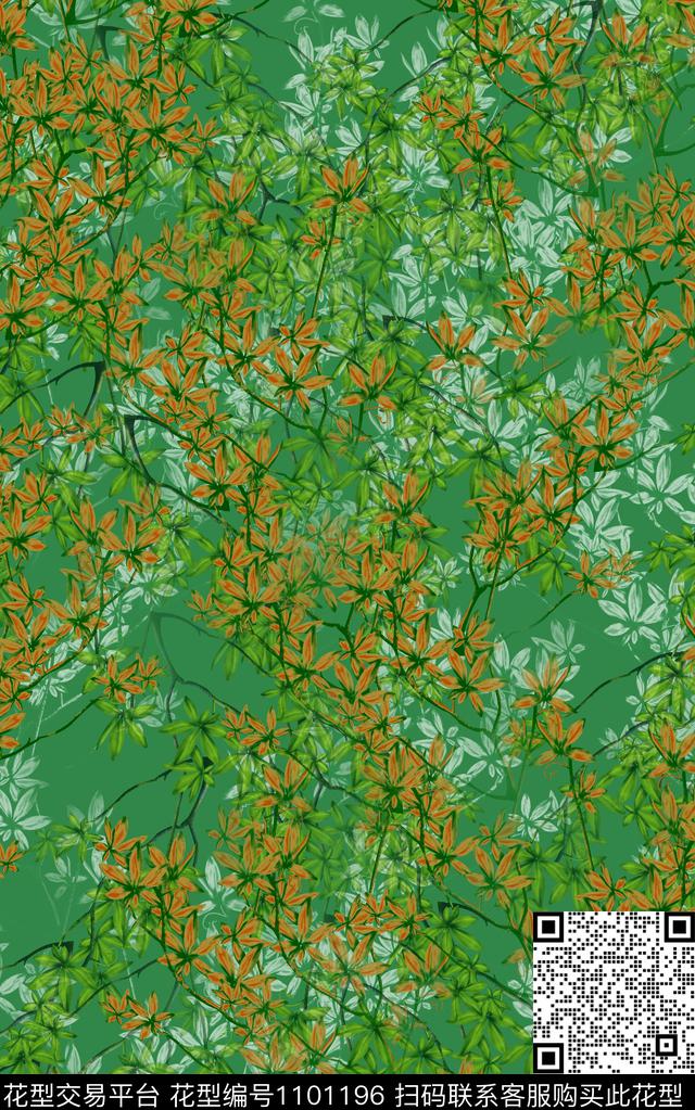 60.jpg - 1101196 - 数码花型 绿植树叶 复古 - 数码印花花型 － 女装花型设计 － 瓦栏