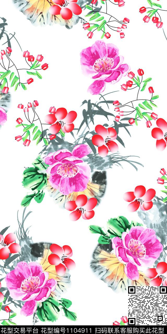 3260574881-32.jpg - 1104911 - 白底花 抽象 花卉 - 传统印花花型 － 女装花型设计 － 瓦栏
