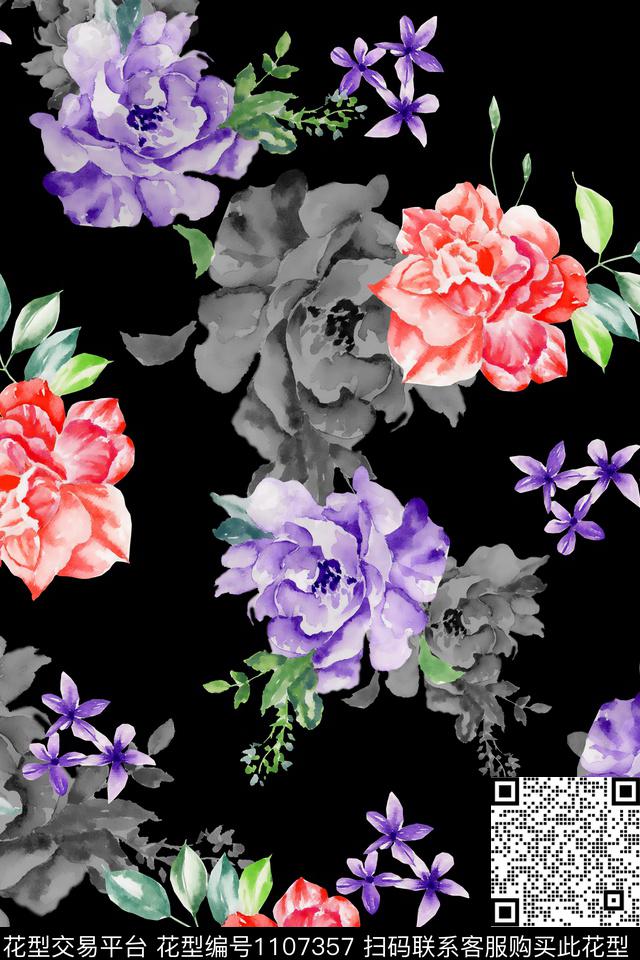 17.jpg - 1107357 - 花卉 大牌风 水彩花卉 - 数码印花花型 － 女装花型设计 － 瓦栏
