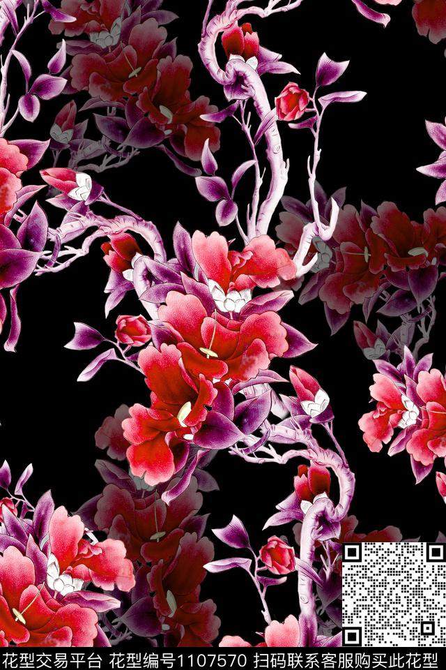 126.jpg - 1107570 - 花卉 数码花型 休闲 - 数码印花花型 － 女装花型设计 － 瓦栏