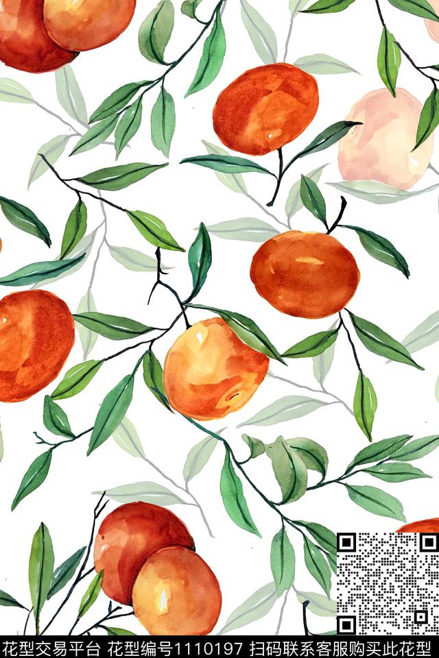 橘.jpg - 1110197 - 水果 女装 橘子 - 数码印花花型 － 女装花型设计 － 瓦栏