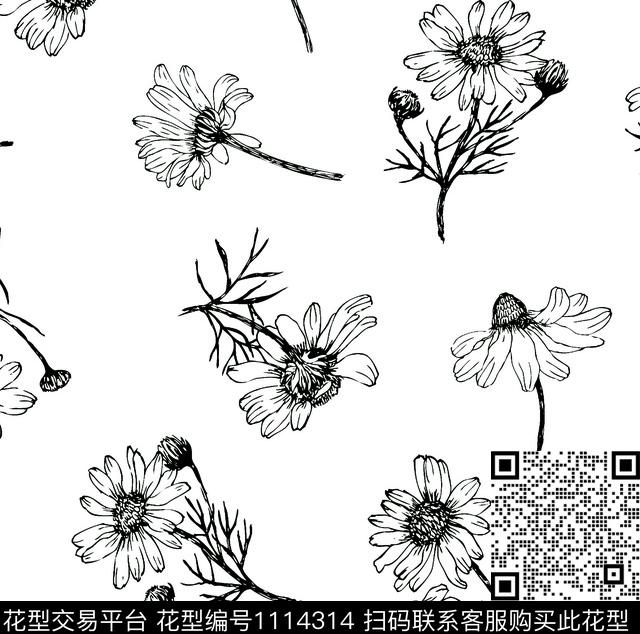 53.jpg - 1114314 - 菊花 水彩花卉 手绘花卉 - 数码印花花型 － 女装花型设计 － 瓦栏