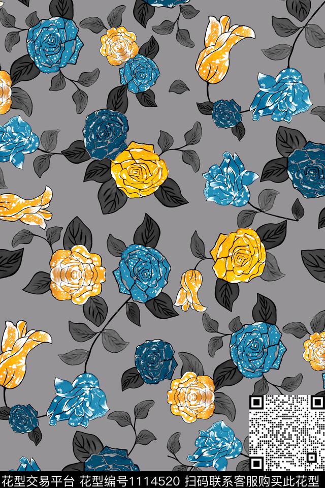 WL180704.jpg - 1114520 - 简约 数码花型 花卉 - 数码印花花型 － 女装花型设计 － 瓦栏
