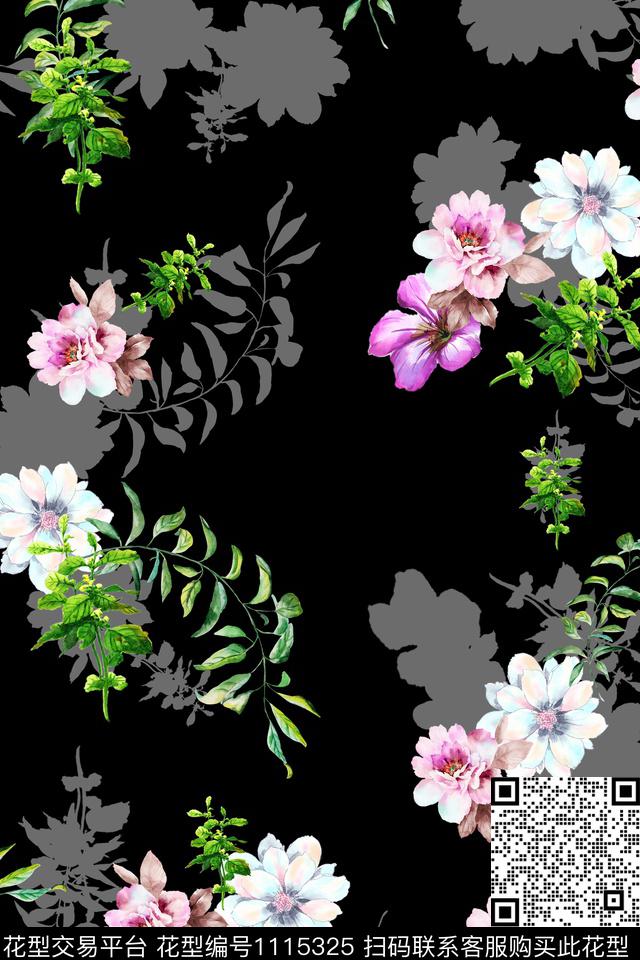 545.jpg - 1115325 - 数码花型 满版散花 花卉 - 数码印花花型 － 女装花型设计 － 瓦栏