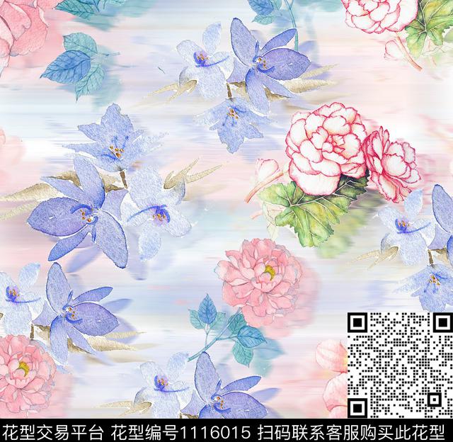 女203.jpg - 1116015 - 数码花型 手绘花卉 花卉 - 数码印花花型 － 女装花型设计 － 瓦栏